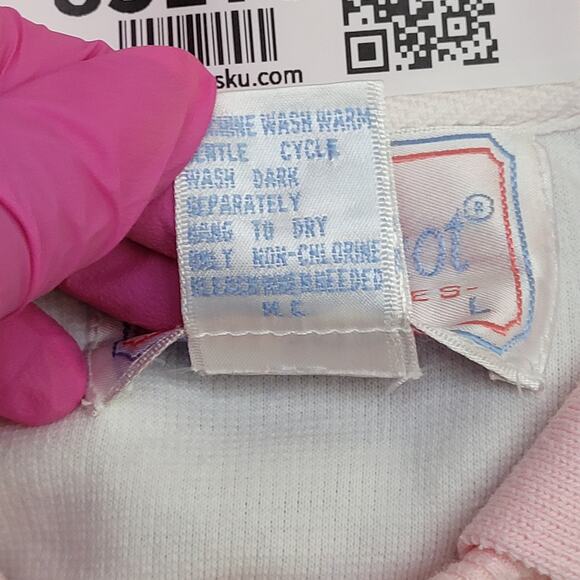 Vintage 90s MOD Blank Stripes Sweatshirt Womens L 20x24 Pink - Picture 8 of 9